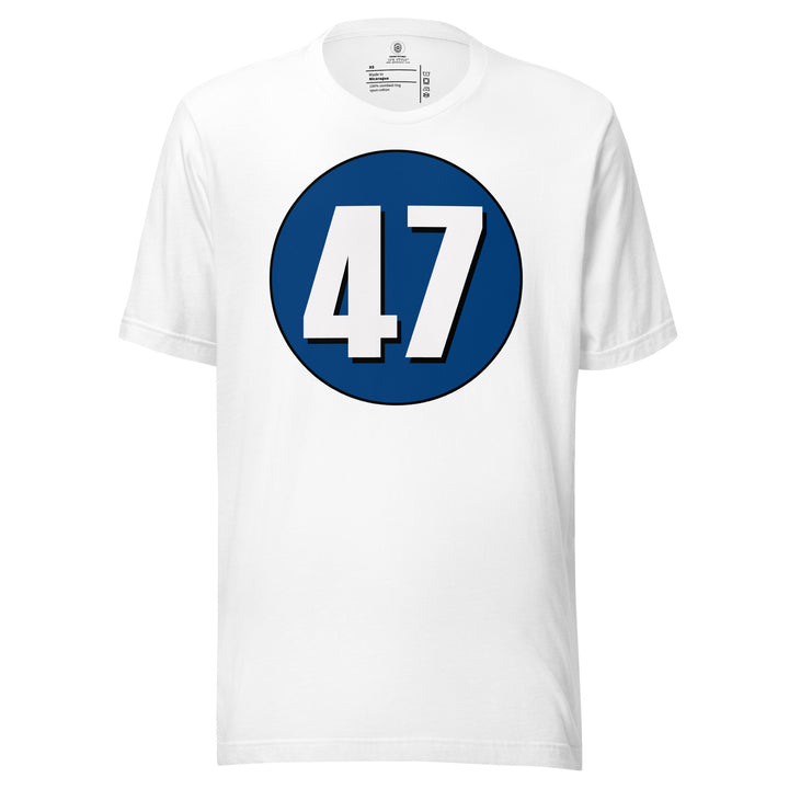 Unisex t-shirt: White on Navy Blue 47