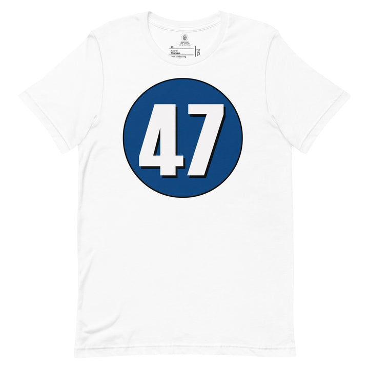 Unisex t-shirt: White on Navy Blue 47