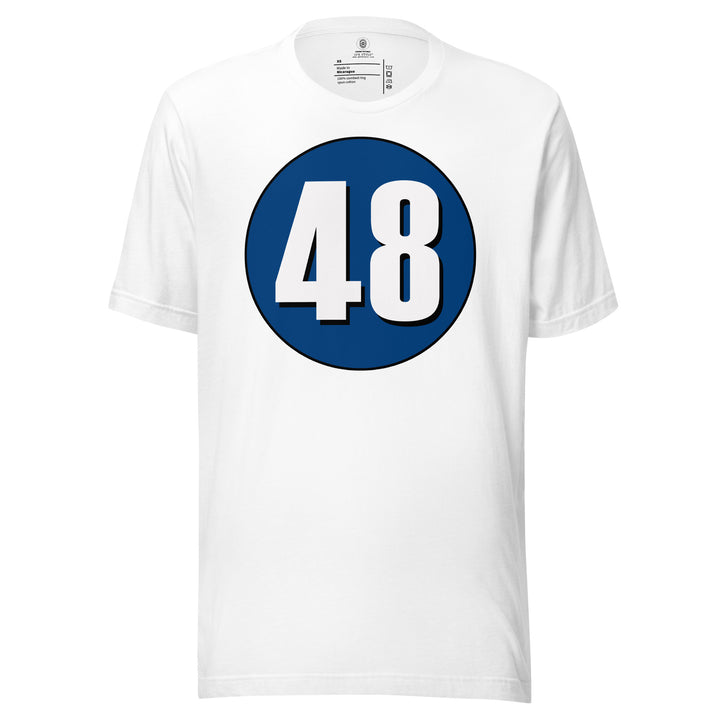 Unisex t-shirt: White on Navy Blue 48