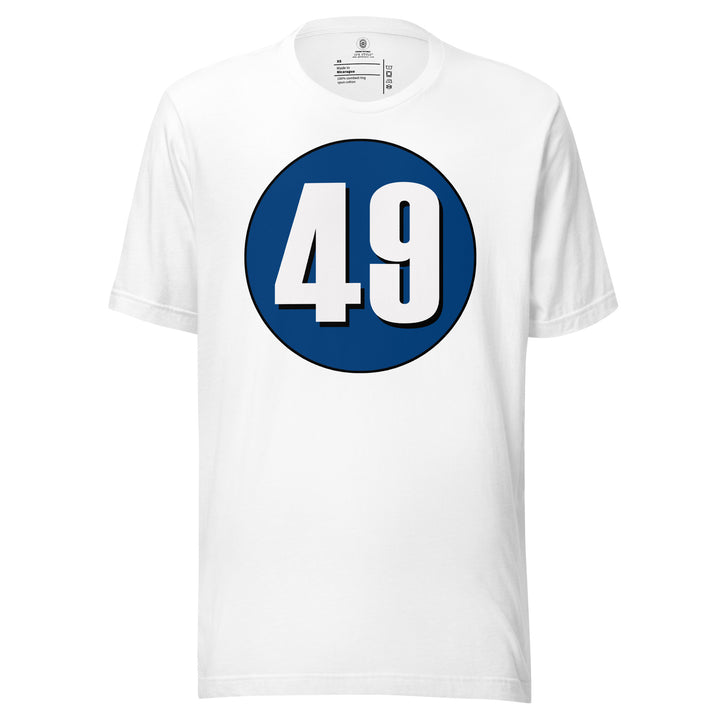 Unisex t-shirt: White on Navy Blue 49