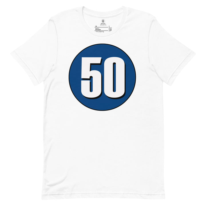 Unisex t-shirt: White on Navy Blue 50