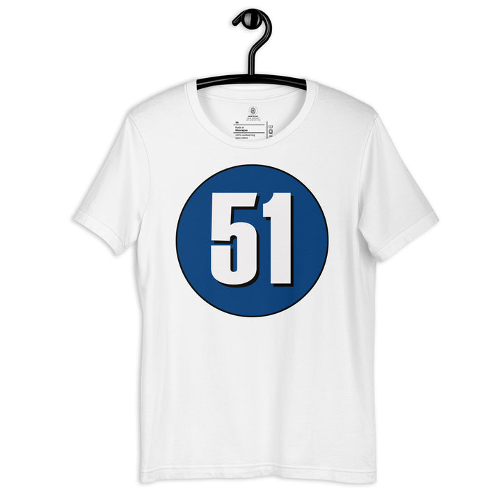 Unisex t-shirt: White on Navy Blue 51