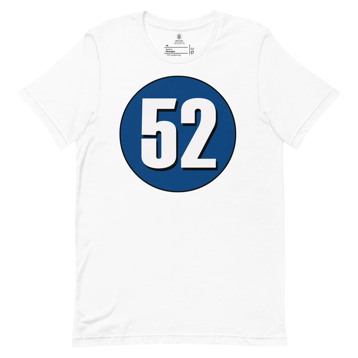 Unisex t-shirt: White on Navy Blue 52