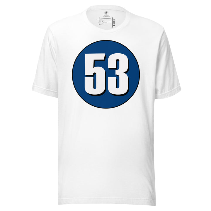 Unisex t-shirt: White on Navy Blue 53