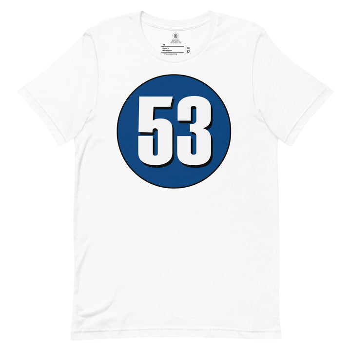 Unisex t-shirt: White on Navy Blue 53