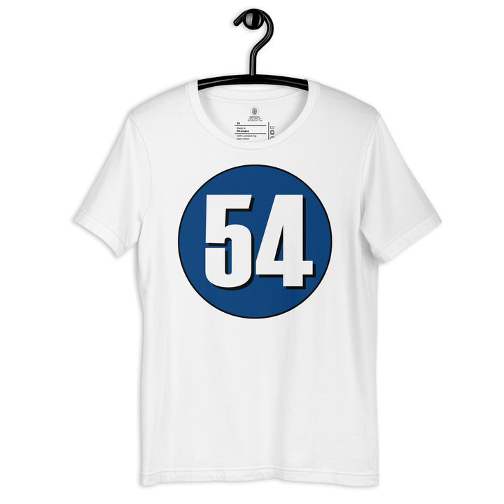 Unisex t-shirt: White on Navy Blue 54