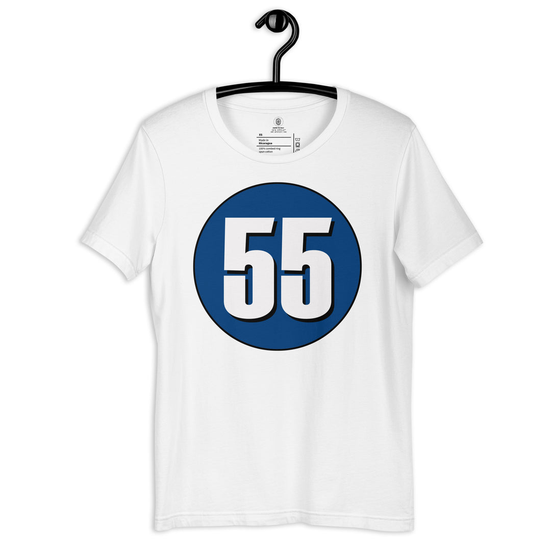 Unisex t-shirt: White on Navy Blue 55