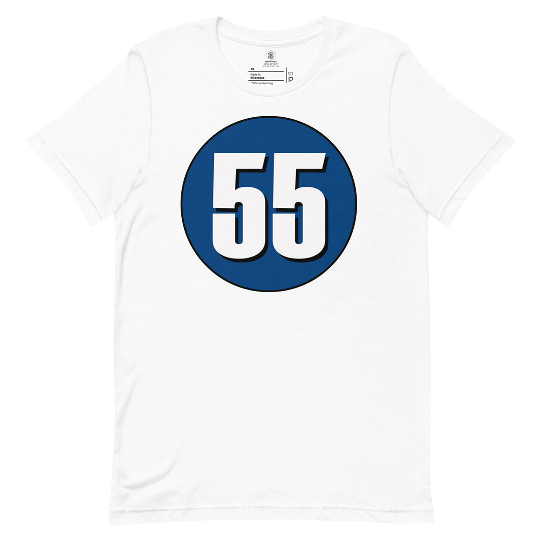 Unisex t-shirt: White on Navy Blue 55