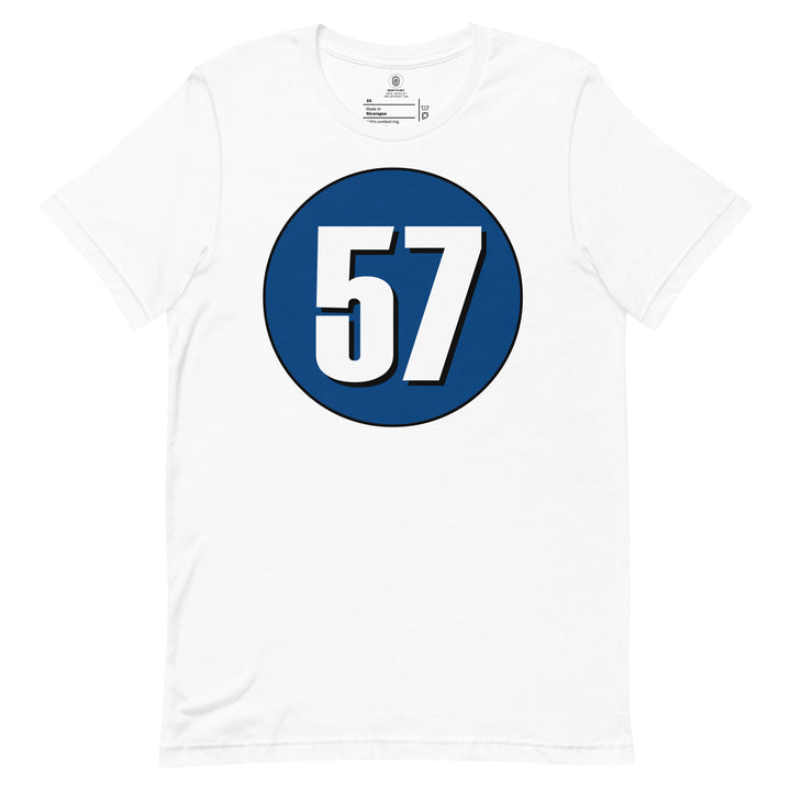 Unisex t-shirt: White on Navy Blue 57