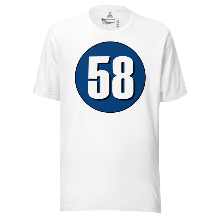 Unisex t-shirt: White on Navy Blue 58