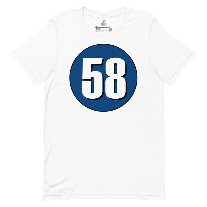 Unisex t-shirt: White on Navy Blue 58