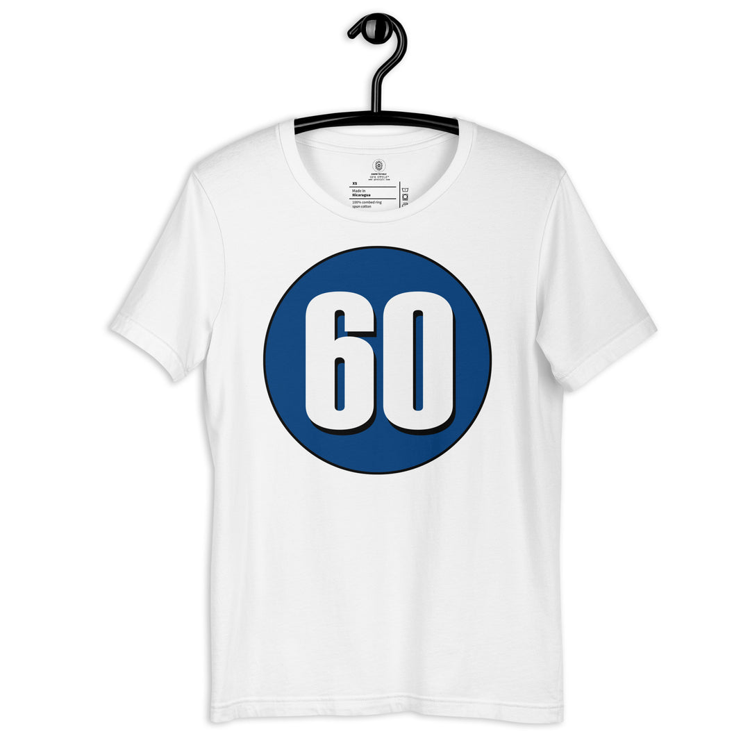 Unisex t-shirt: White on Navy Blue 60