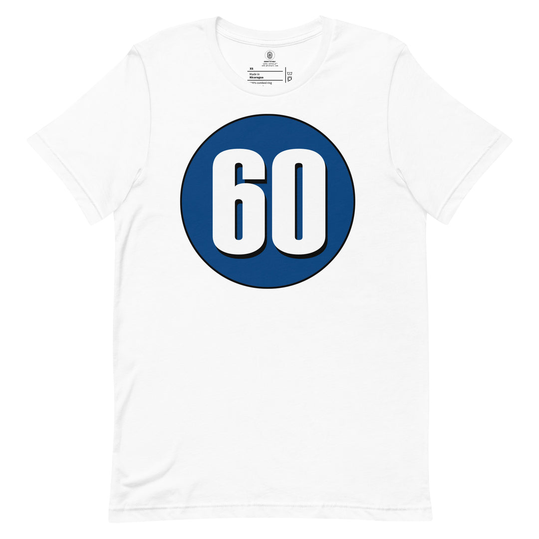 Unisex t-shirt: White on Navy Blue 60