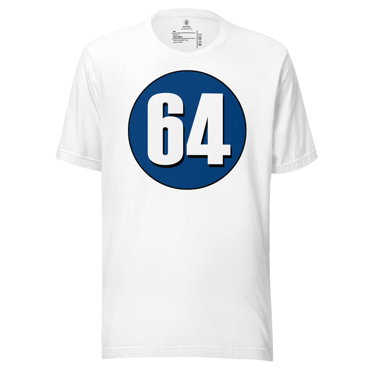 Unisex t-shirt: White on Navy Blue 64