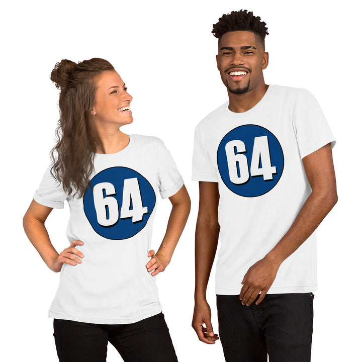 Unisex t-shirt: White on Navy Blue 64