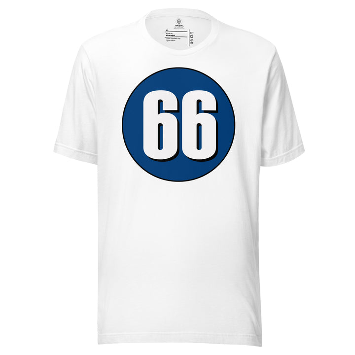 Unisex t-shirt: White on Navy Blue 66