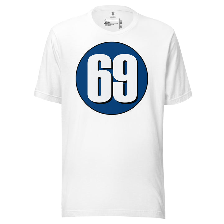 Unisex t-shirt: White on Navy Blue 69