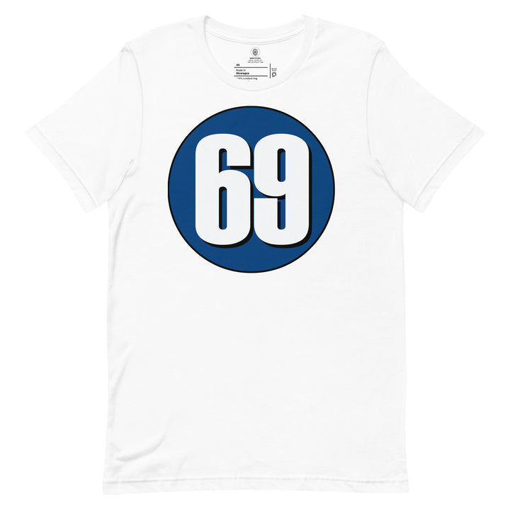 Unisex t-shirt: White on Navy Blue 69