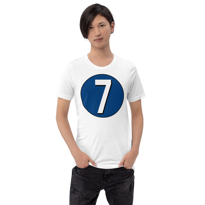 Unisex t-shirt: White on Navy Blue 7