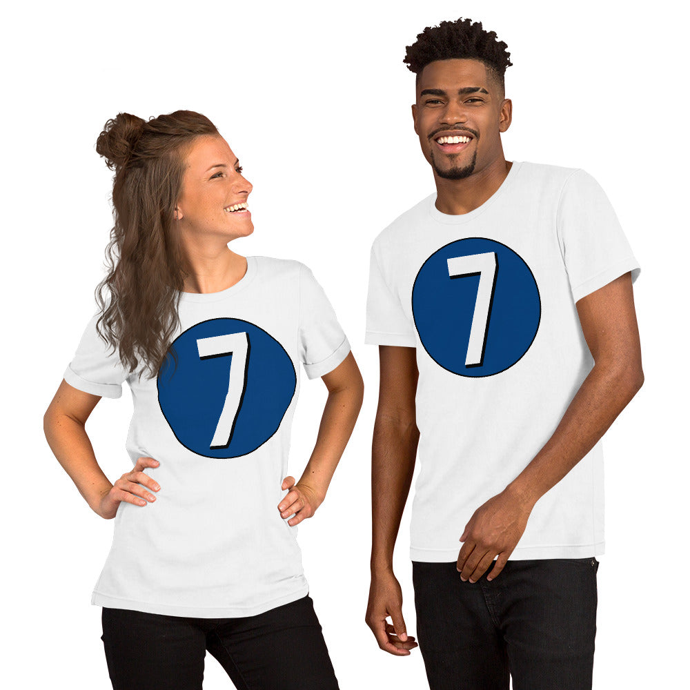 Unisex t-shirt: White on Navy Blue 7