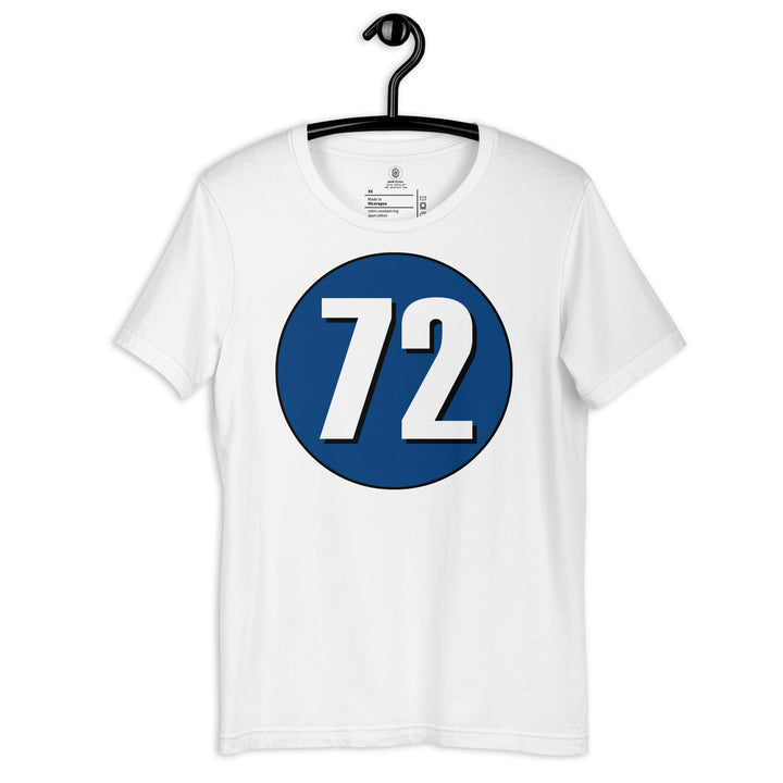 Unisex t-shirt: White on Navy Blue 72