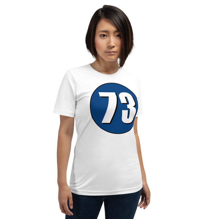 Unisex t-shirt: White on Navy Blue 73