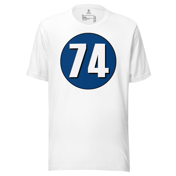 Unisex t-shirt: White on Navy Blue 74