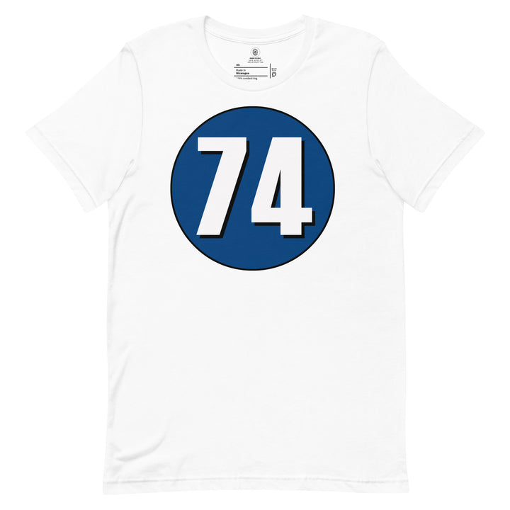 Unisex t-shirt: White on Navy Blue 74