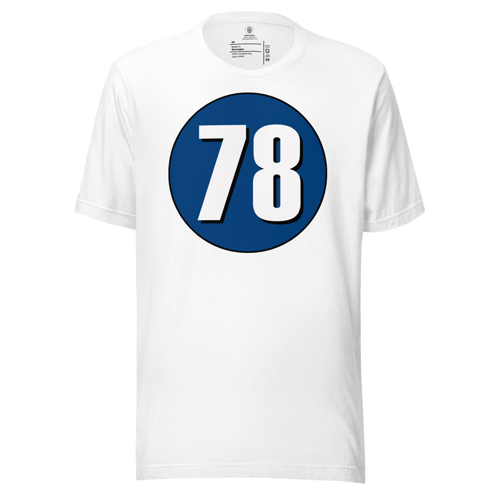 Unisex t-shirt: White on Navy Blue 78