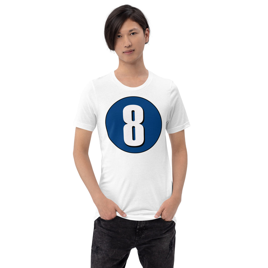 Unisex t-shirt: White on Navy Blue 8