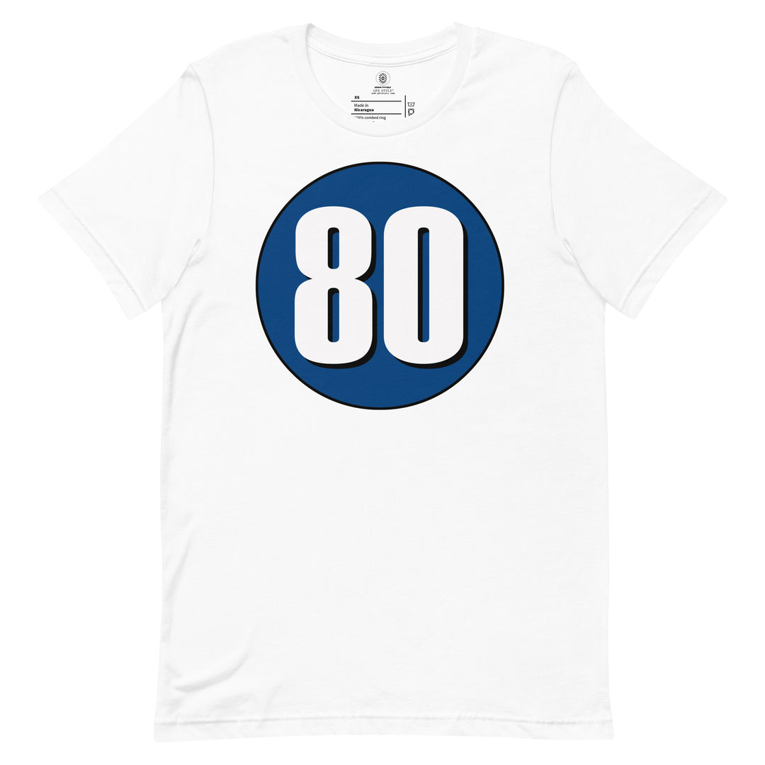 Unisex t-shirt: White on Navy Blue 80