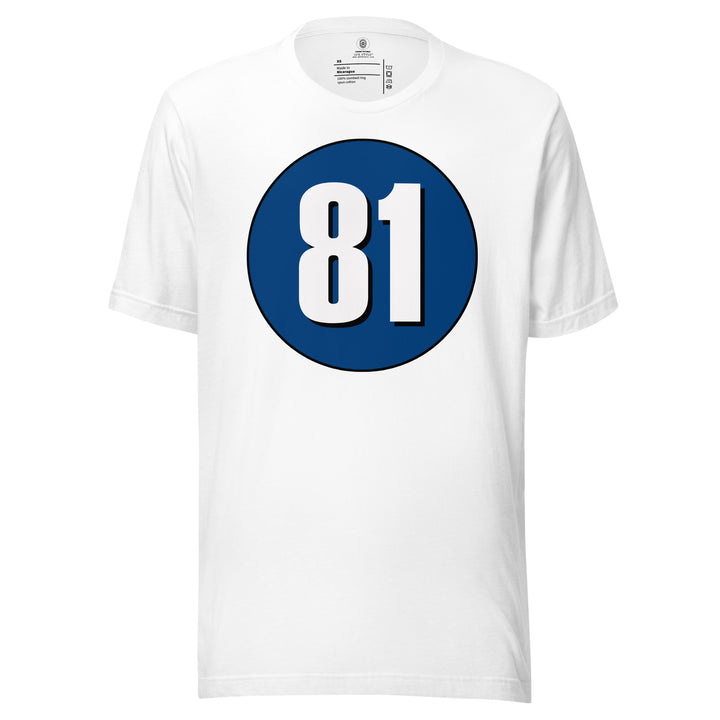 Unisex t-shirt: White on Navy Blue 81