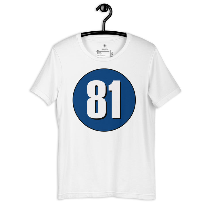 Unisex t-shirt: White on Navy Blue 81