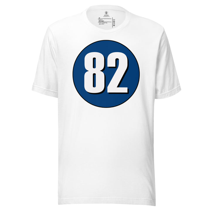 Unisex t-shirt: White on Navy Blue 82