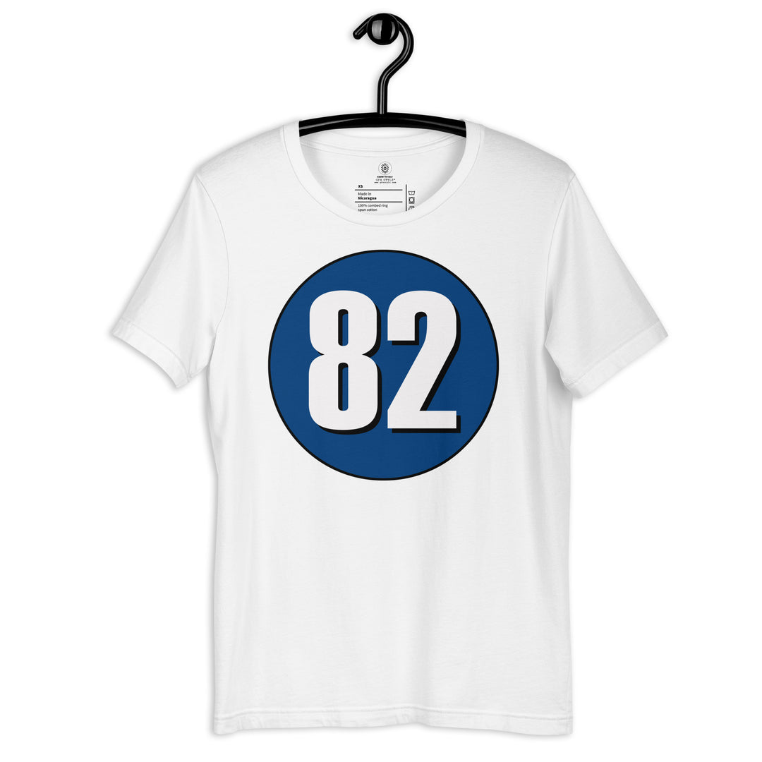 Unisex t-shirt: White on Navy Blue 82