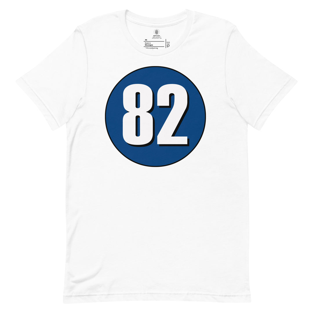 Unisex t-shirt: White on Navy Blue 82