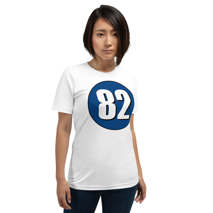 Unisex t-shirt: White on Navy Blue 82