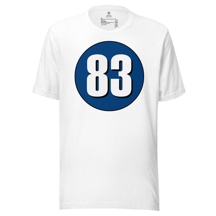 Unisex t-shirt: White on Navy Blue 83