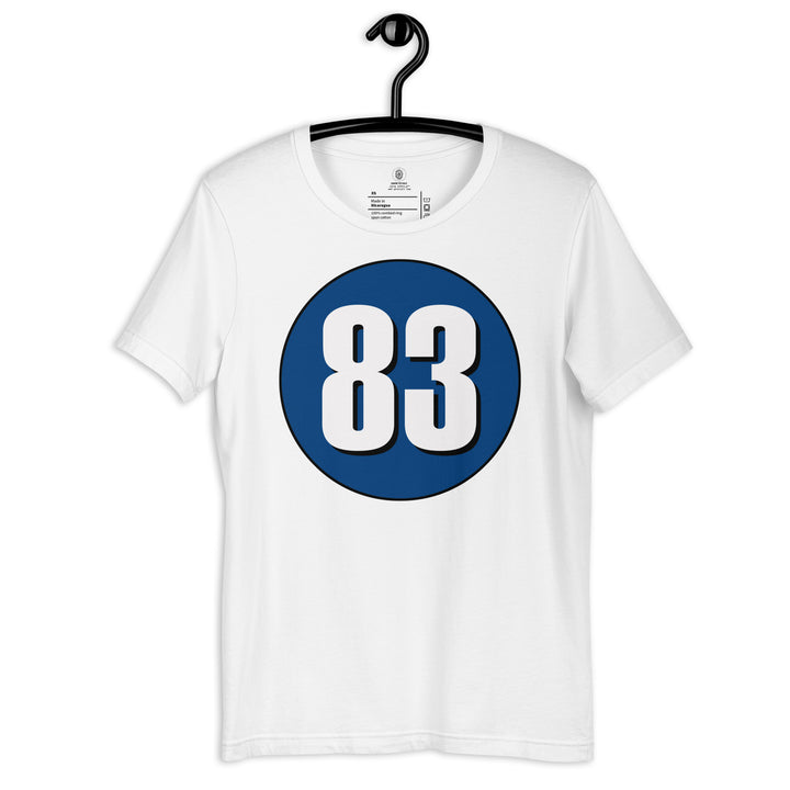 Unisex t-shirt: White on Navy Blue 83