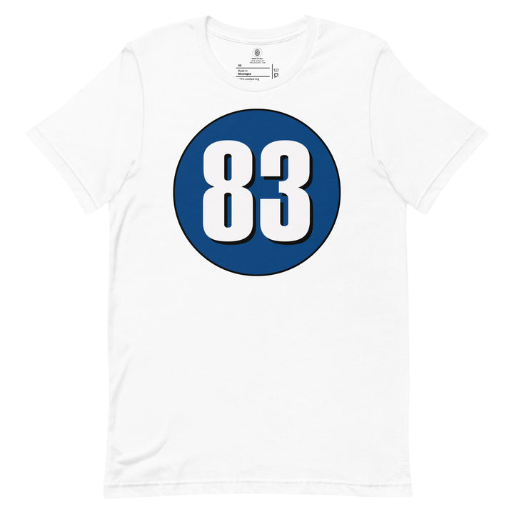 Unisex t-shirt: White on Navy Blue 83