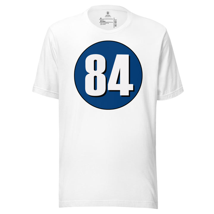 Unisex t-shirt: White on Navy Blue 84