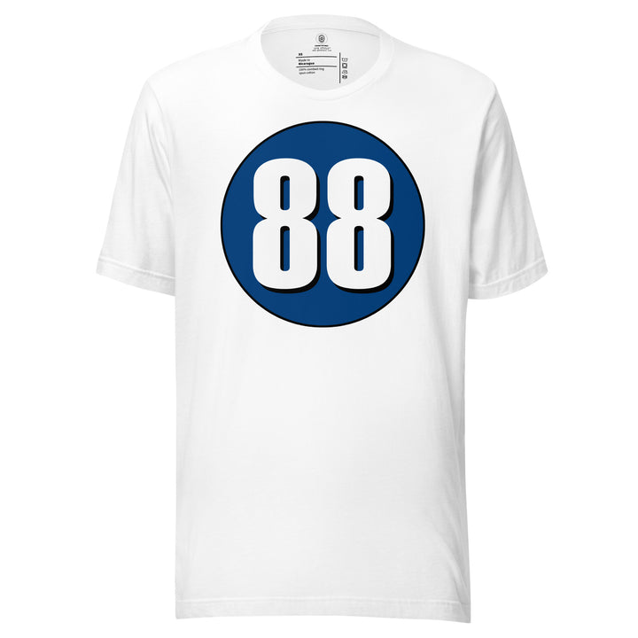 Unisex t-shirt: White on Navy Blue 88