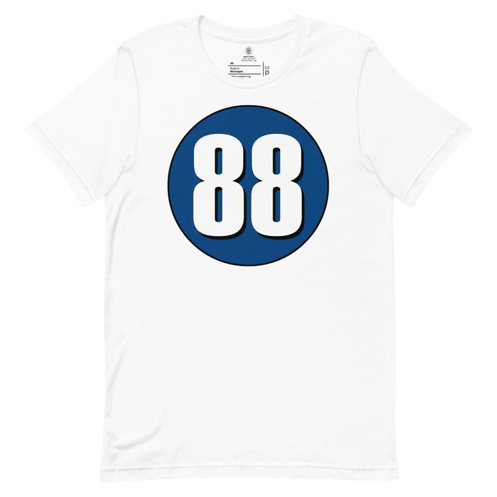 Unisex t-shirt: White on Navy Blue 88