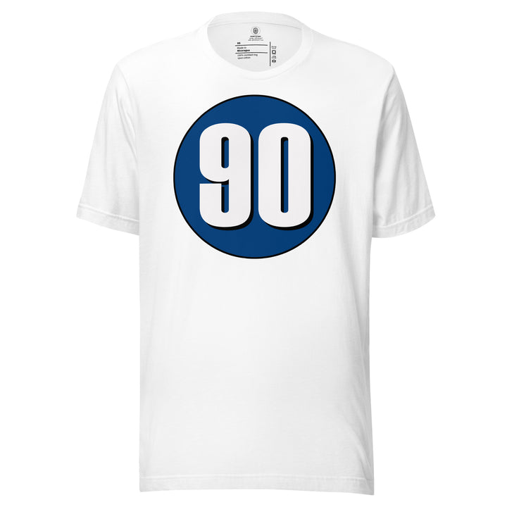 Unisex t-shirt: White on Navy Blue 90