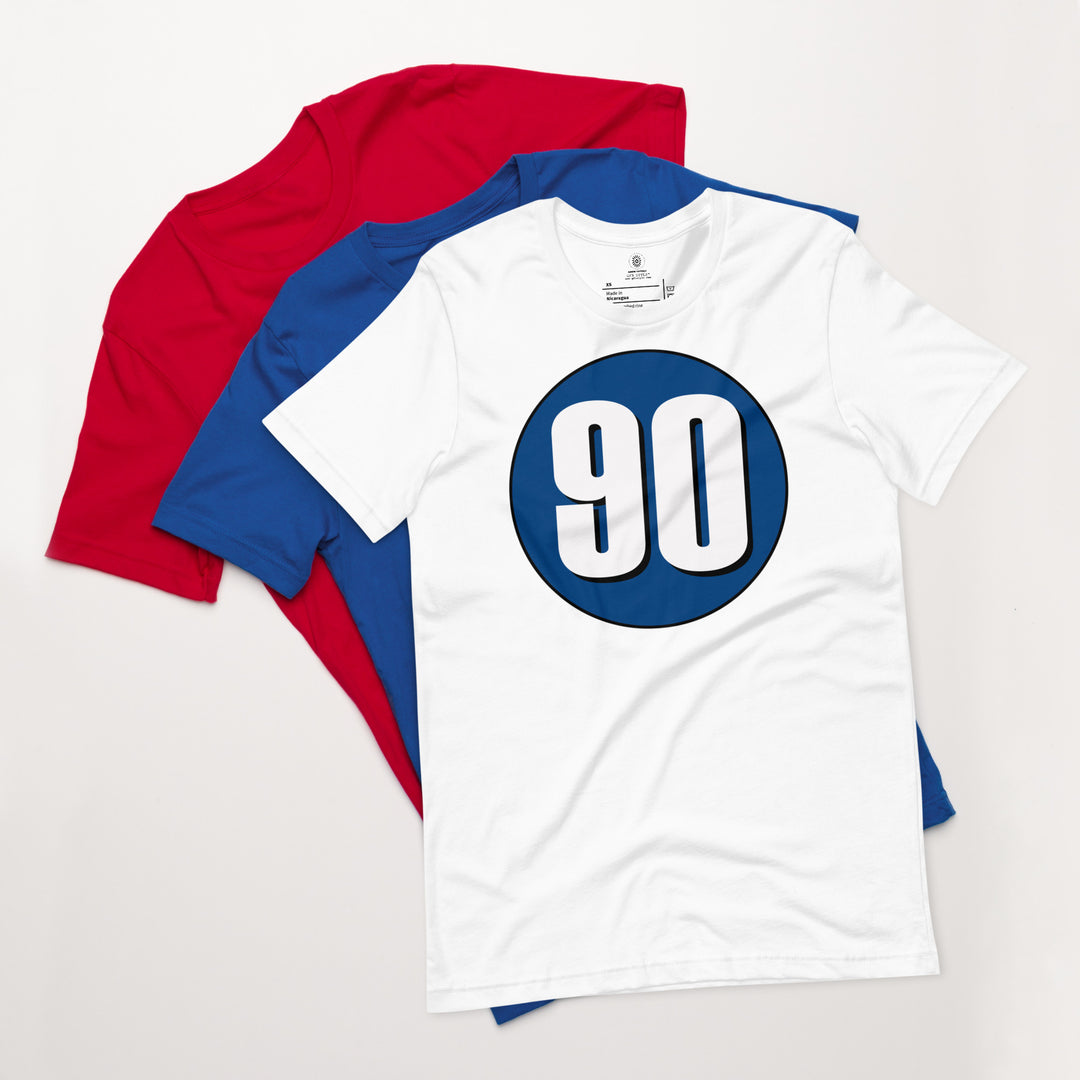 Unisex t-shirt: White on Navy Blue 90