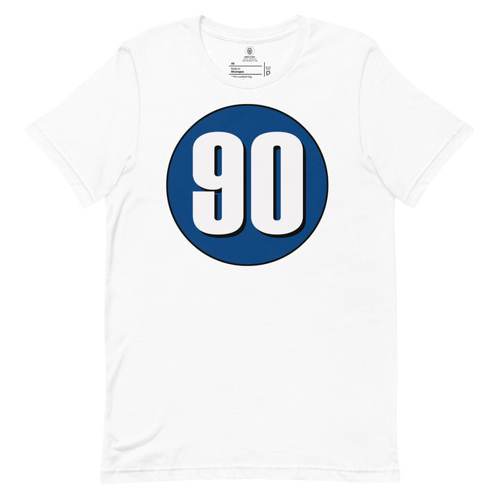 Unisex t-shirt: White on Navy Blue 90