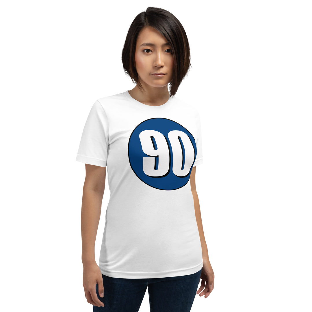 Unisex t-shirt: White on Navy Blue 90