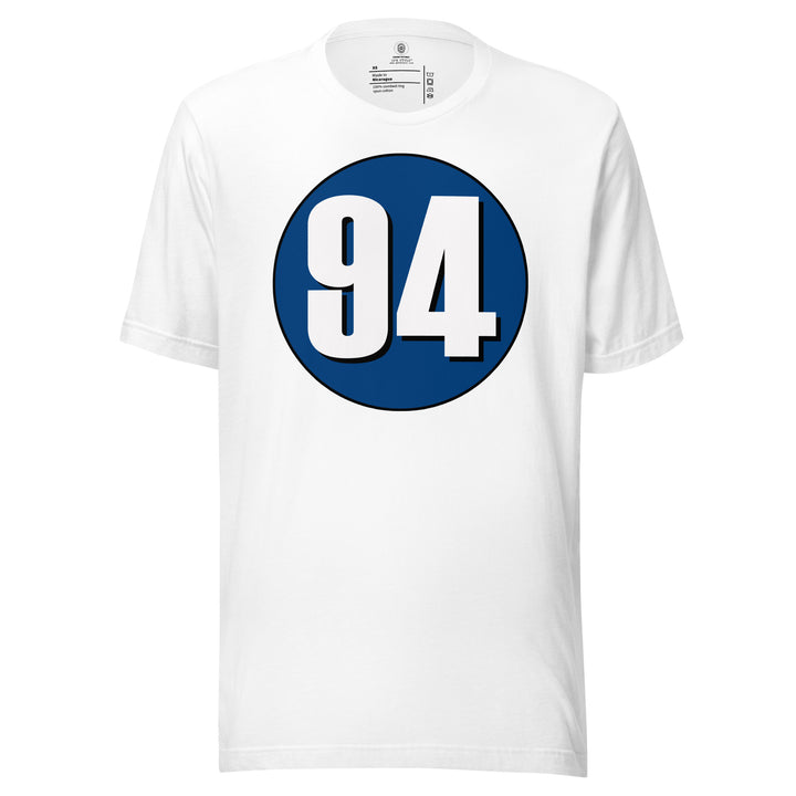 Unisex t-shirt: White on Navy Blue 94