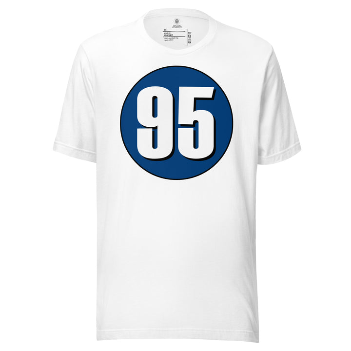 Unisex t-shirt: White on Navy Blue 95