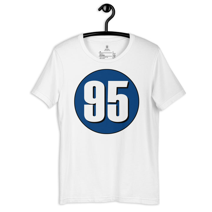 Unisex t-shirt: White on Navy Blue 95